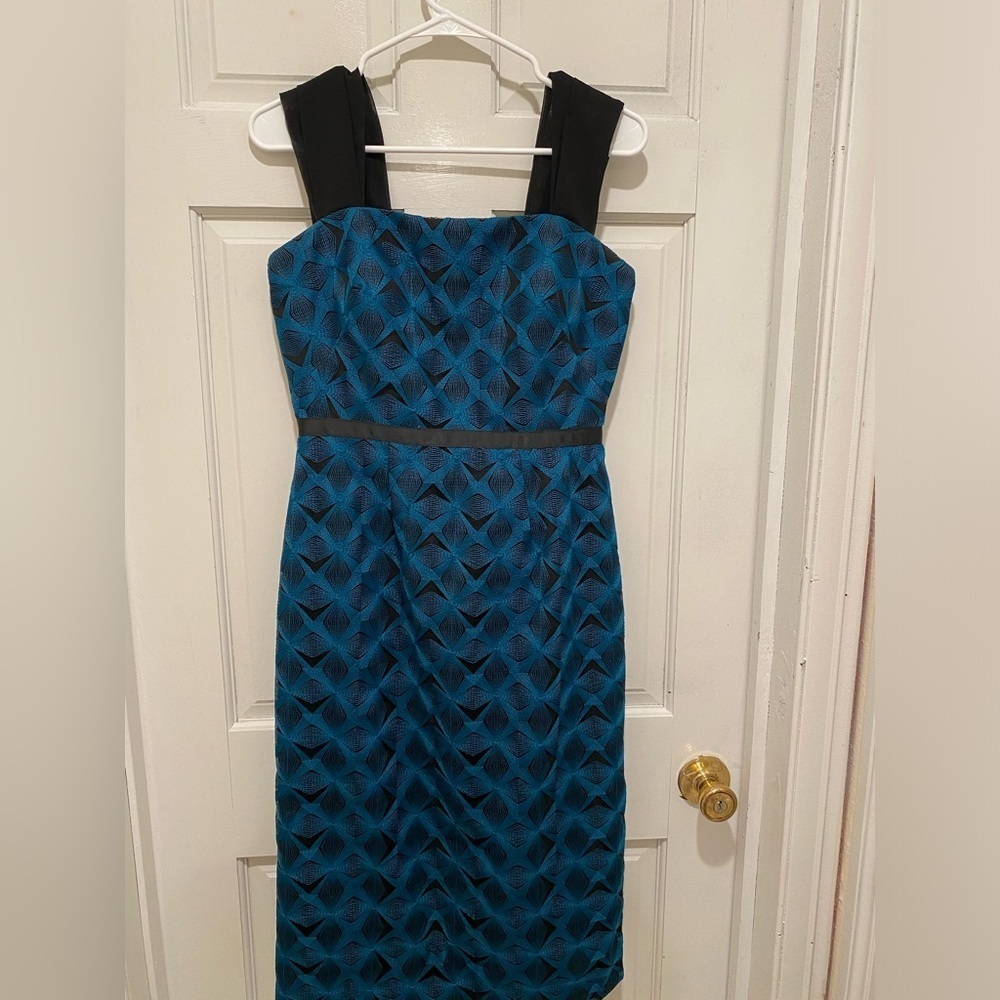 Kay Unger Elegant Blue and Black Women's Dress